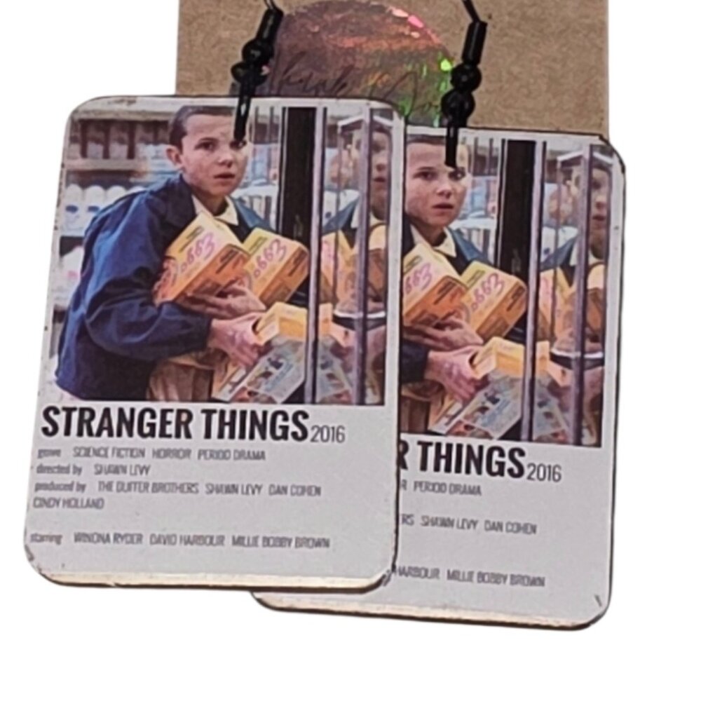 Stranger Things Earrings Handmade Eleven Eggo Waffles TV Show